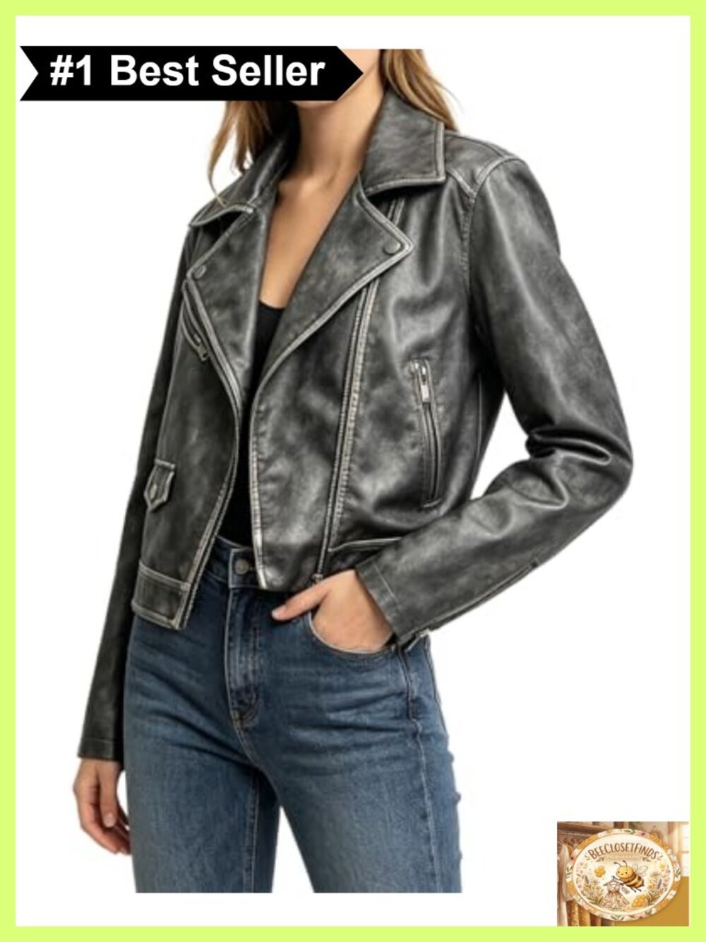 Faux Leather Jacket Women Cropped Motorcycle Biker Coat